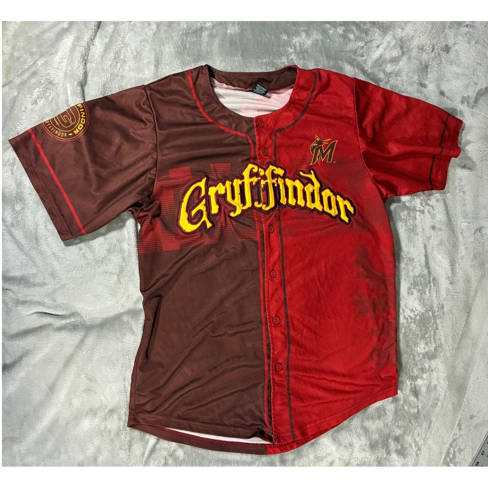 Harry Potter Gryffindor Miami Marlins Baseball Jersey Maroon Red Adult Medium